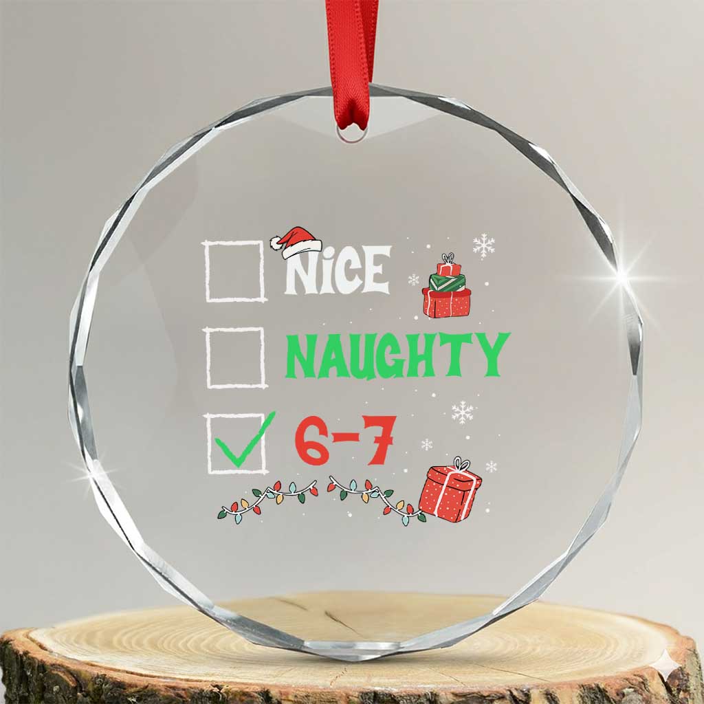 Funny 67 Christmas Crystal Glass Ornament Nice Naughty 67 Xmas Checklist - Wonder Print Shop