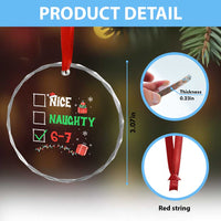 Funny 67 Christmas Crystal Glass Ornament Nice Naughty 67 Xmas Checklist - Wonder Print Shop