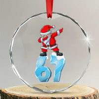 Funny 67 Christmas Crystal Glass Ornament Six Seven Dabbing Santa Meme Gen Alpha Slang - Wonder Print Shop