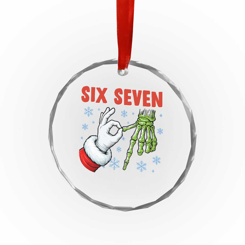 Funny 67 Christmas Crystal Glass Ornament Six Seven Meme Santa Skeleton Hands Gesture Gen Alpha - Wonder Print Shop