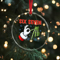 Funny 67 Christmas Crystal Glass Ornament Six Seven Meme Santa Skeleton Hands Gesture Gen Alpha - Wonder Print Shop