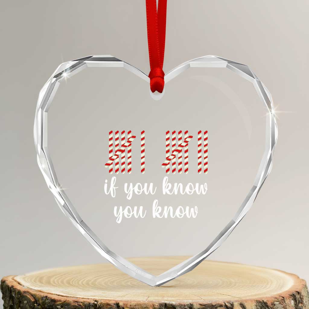 Funny 67 Christmas Heart Crystal Glass Ornament If You Know You Know Six Seven Meme Canday Cane - Wonder Print Shop