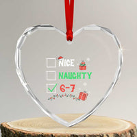 Funny 67 Christmas Heart Crystal Glass Ornament Nice Naughty 67 Xmas Checklist - Wonder Print Shop