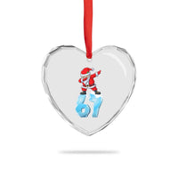 Funny 67 Christmas Heart Crystal Glass Ornament Six Seven Dabbing Santa Meme Gen Alpha Slang - Wonder Print Shop