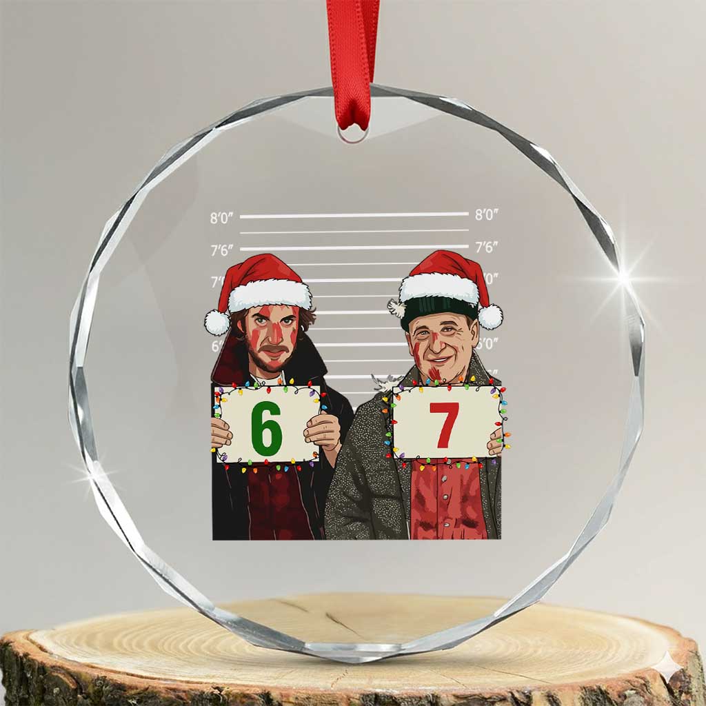 Funny 67 Christmas Movie Crystal Glass Ornament Six Seven Wet Bandits Home Xmas Alone - Wonder Print Shop