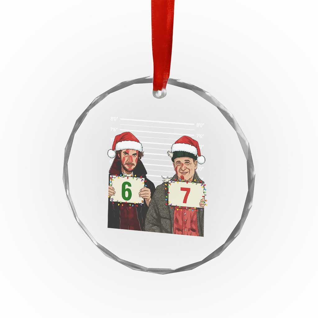 Funny 67 Christmas Movie Crystal Glass Ornament Six Seven Wet Bandits Home Xmas Alone - Wonder Print Shop