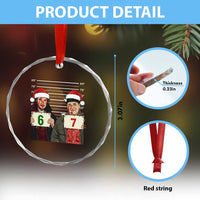 Funny 67 Christmas Movie Crystal Glass Ornament Six Seven Wet Bandits Home Xmas Alone - Wonder Print Shop
