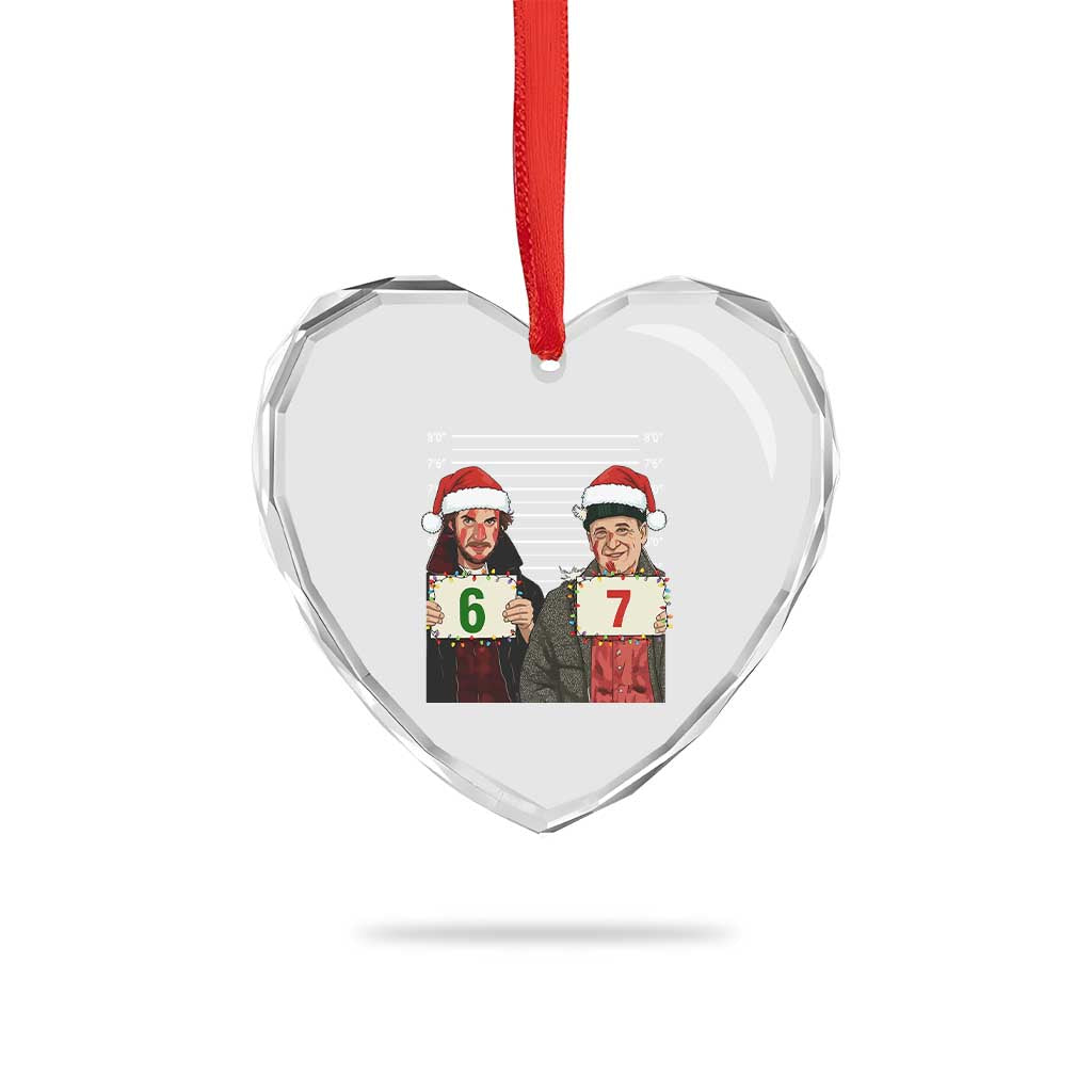 Funny 67 Christmas Movie Heart Crystal Glass Ornament Six Seven Wet Bandits Home Xmas Alone - Wonder Print Shop