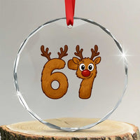 Funny 67 Christmas Reindeer Crystal Glass Ornament Six Seven Meme Xmas Holiday - Wonder Print Shop