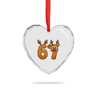 Funny 67 Christmas Reindeer Heart Crystal Glass Ornament Six Seven Meme Xmas Holiday - Wonder Print Shop