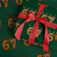 Funny 67 Christmas Reindeer Wrapping Paper Roll Six Seven Meme Xmas Holiday - Wonder Print Shop