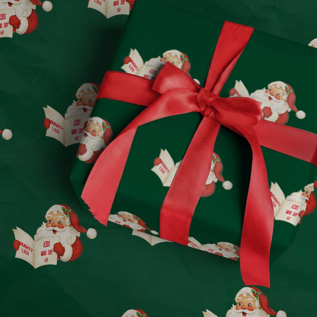 Funny 67 Christmas Santa Wrapping Paper Roll Naughty List Kids Who Say Six Seven Meme - Wonder Print Shop