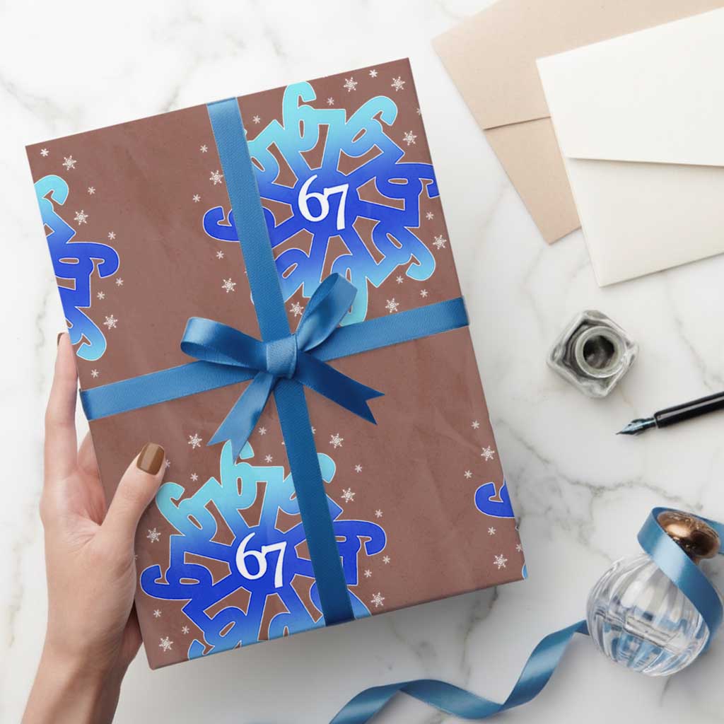 Funny 67 Christmas Snowflake Wrapping Paper Roll Six Seven Meme Xmas - Wonder Print Shop