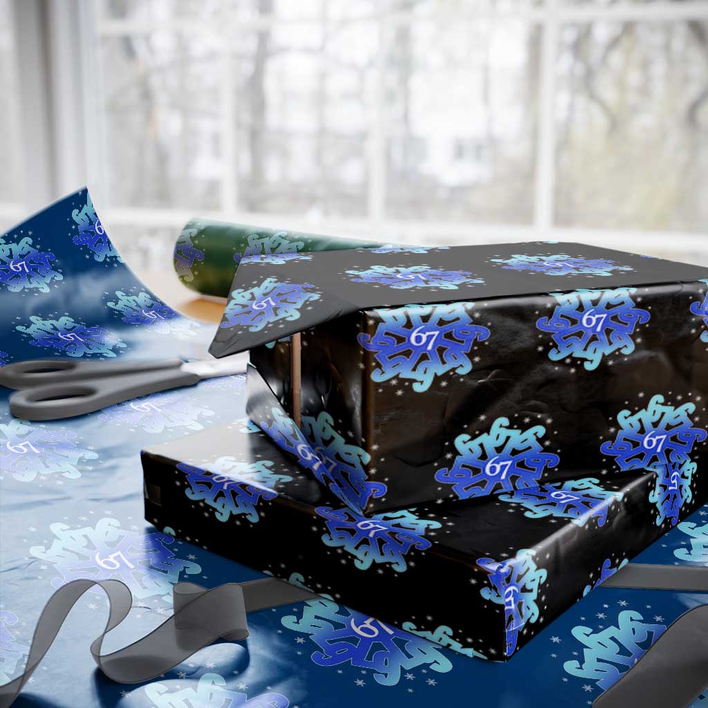 Funny 67 Christmas Snowflake Wrapping Paper Roll Six Seven Meme Xmas - Wonder Print Shop