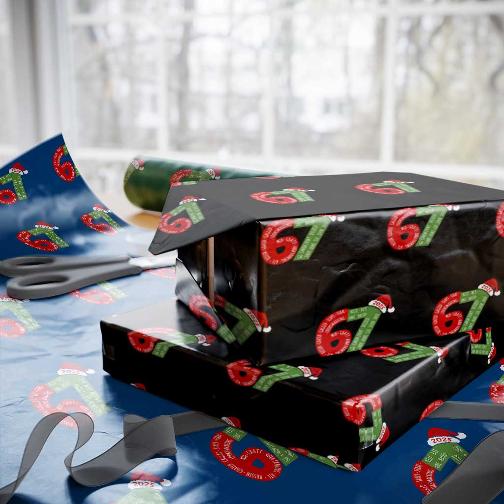 Funny 67 Christmas Wrapping Paper Roll Rizz Aura Farming Bussin Six Seven Meme Gen Alpha - Wonder Print Shop