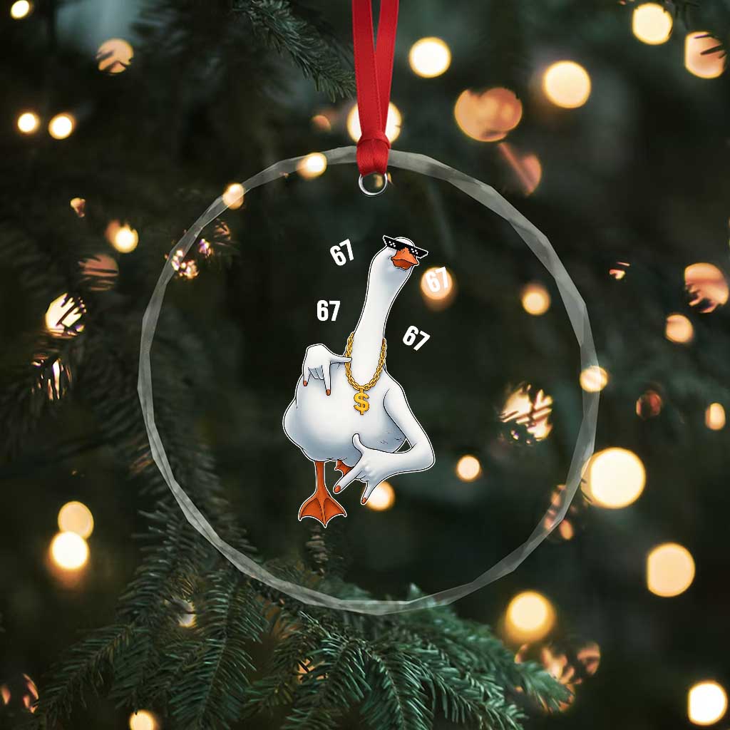 Funny 67 Cool Silly Goose Hip Hop Gangster Crystal Glass Ornament - Wonder Print Shop