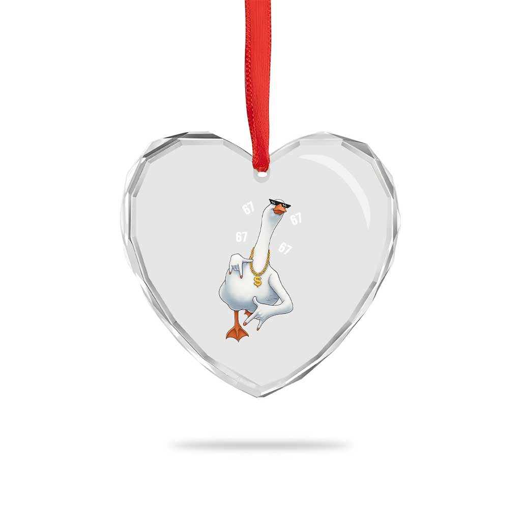 Funny 67 Cool Silly Goose Hip Hop Gangster Heart Crystal Glass Ornament - Wonder Print Shop