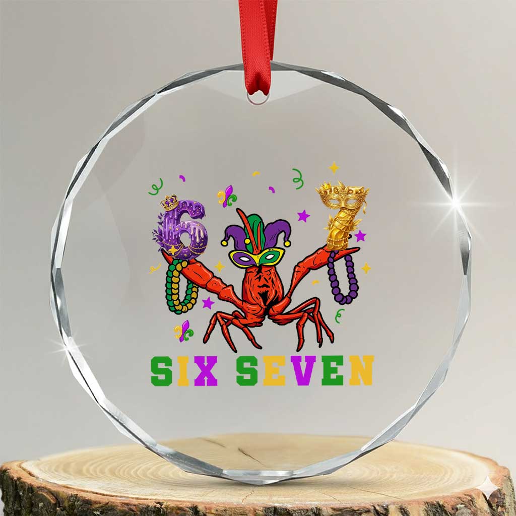 Funny 67 Crawfish Mardi Gras Crystal Glass Ornament Six Seven Meme