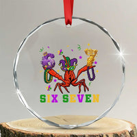 Funny 67 Crawfish Mardi Gras Crystal Glass Ornament Six Seven Meme