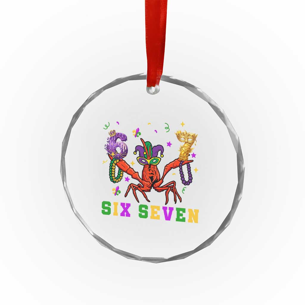 Funny 67 Crawfish Mardi Gras Crystal Glass Ornament Six Seven Meme