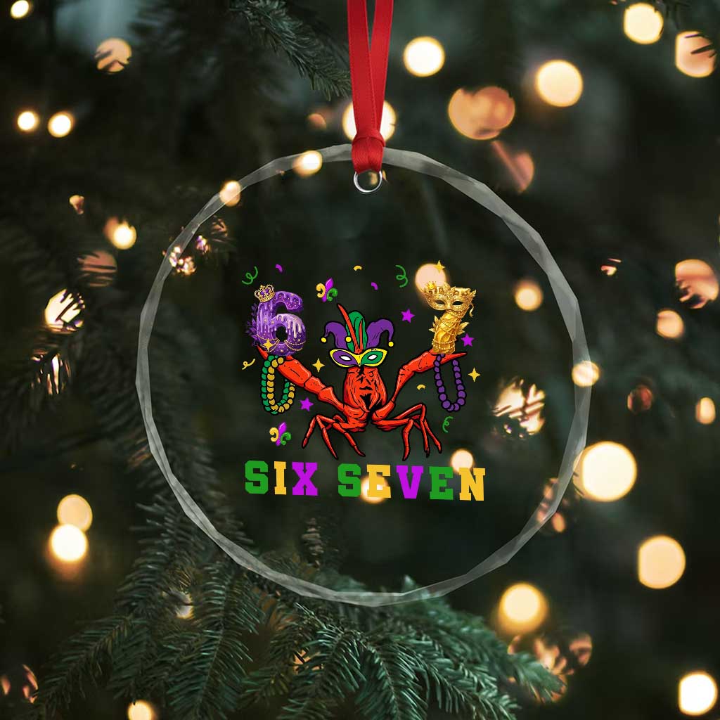 Funny 67 Crawfish Mardi Gras Crystal Glass Ornament Six Seven Meme