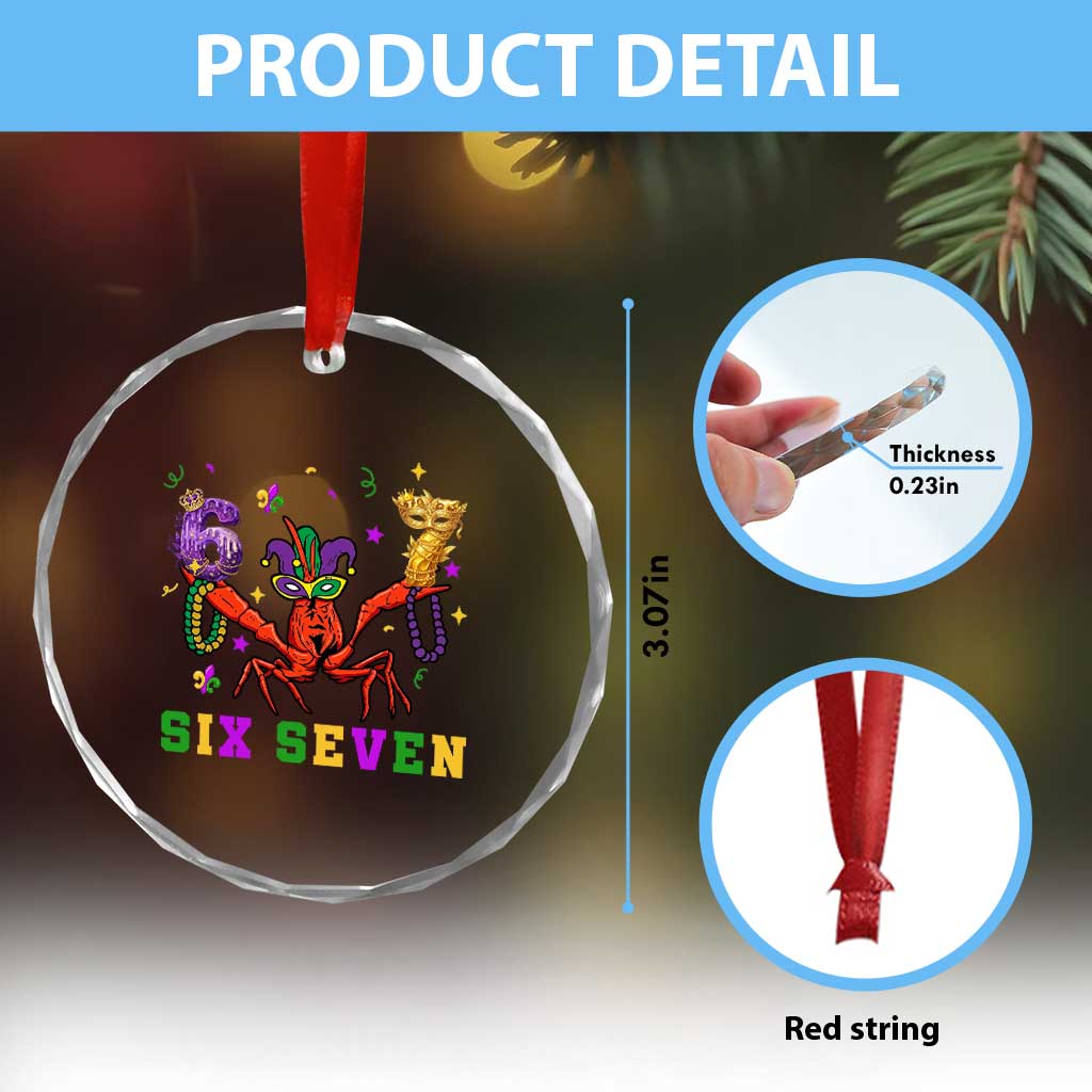 Funny 67 Crawfish Mardi Gras Crystal Glass Ornament Six Seven Meme