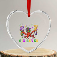 Funny 67 Crawfish Mardi Gras Heart Crystal Glass Ornament Six Seven Meme