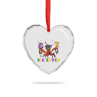 Funny 67 Crawfish Mardi Gras Heart Crystal Glass Ornament Six Seven Meme