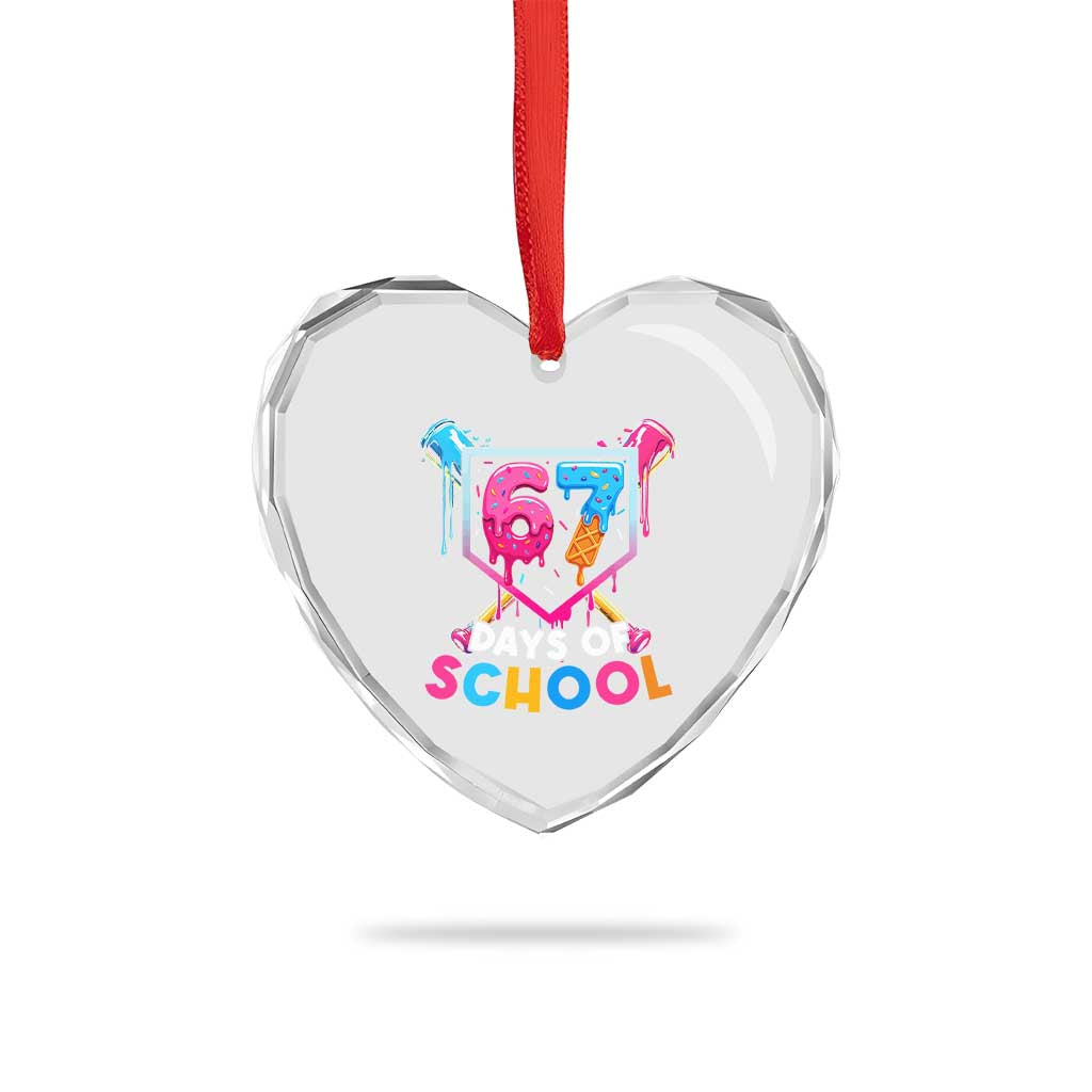 Funny 67 Days Of School Baseball Drip Heart Crystal Glass Ornament Six Seven Meme Gen Alpha - Wonder Print Shop