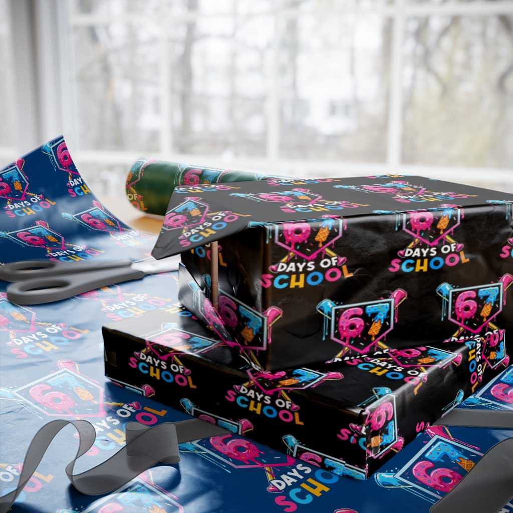 Funny 67 Days Of School Baseball Drip Wrapping Paper Roll Six Seven Meme Gen Alpha - Wonder Print Shop