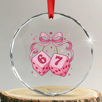 Funny 67 Dice Valentines Day Six Seven Meme Coquette Crystal Glass Ornament