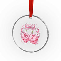 Funny 67 Dice Valentines Day Six Seven Meme Coquette Crystal Glass Ornament