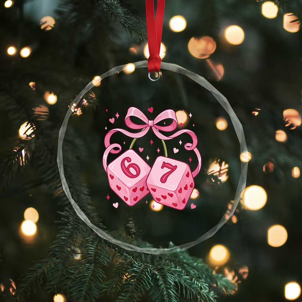 Funny 67 Dice Valentines Day Six Seven Meme Coquette Crystal Glass Ornament