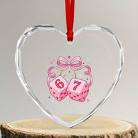 Funny 67 Dice Valentines Day Six Seven Meme Coquette Heart Crystal Glass Ornament