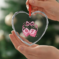 Funny 67 Dice Valentines Day Six Seven Meme Coquette Heart Crystal Glass Ornament