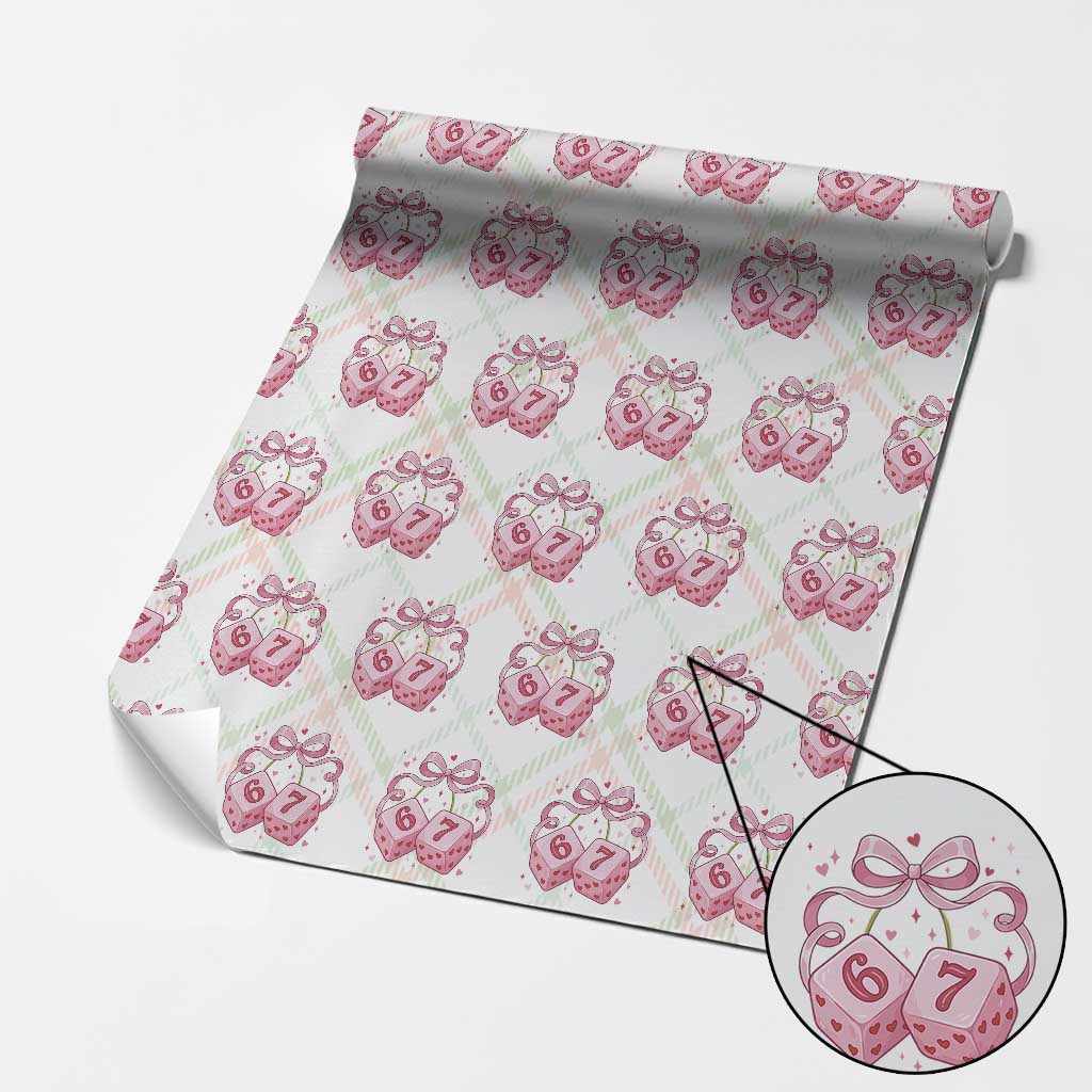 Funny 67 Dice Valentines Day Six Seven Meme Coquette Wrapping Paper Roll