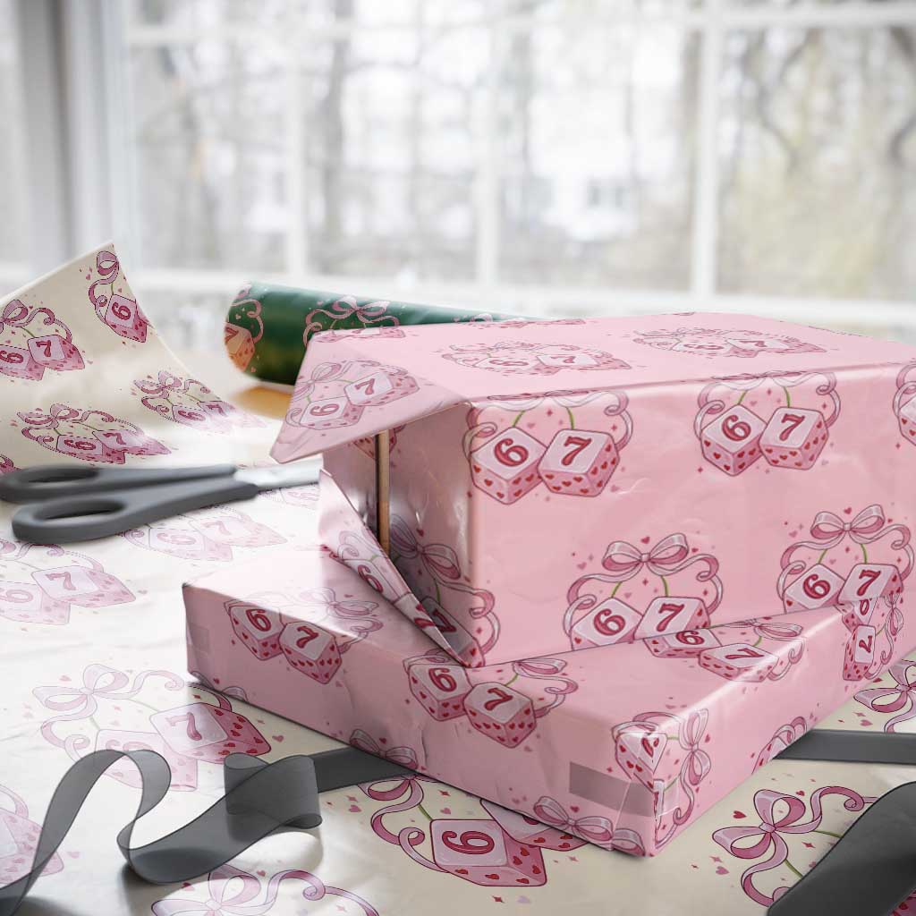 Funny 67 Dice Valentines Day Six Seven Meme Coquette Wrapping Paper Roll