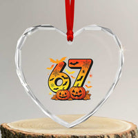 Funny 67 Halloween Heart Crystal Glass Ornament Spooky Six Seven Meme Gen Alpha Slang - Wonder Print Shop
