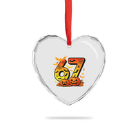 Funny 67 Halloween Heart Crystal Glass Ornament Spooky Six Seven Meme Gen Alpha Slang - Wonder Print Shop