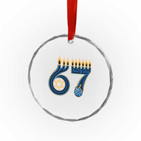 Funny 67 Hanukkah Crystal Glass Ornament Chanukah Menorah Dreidel Star Of David Six Seven Meme - Wonder Print Shop