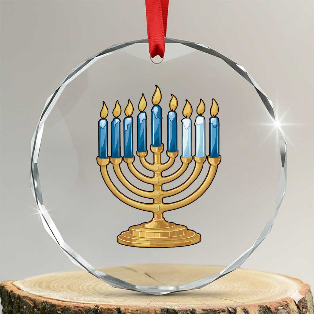 Funny 67 Hanukkah Crystal Glass Ornament Chanukah Menorah Sixth Seventh Night - Wonder Print Shop