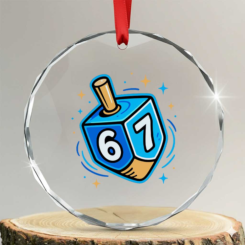 Funny 67 Hanukkah Dreidel Crystal Glass Ornament Chanukah Star Of David - Wonder Print Shop