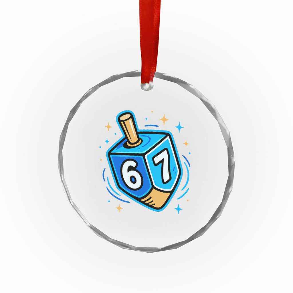 Funny 67 Hanukkah Dreidel Crystal Glass Ornament Chanukah Star Of David - Wonder Print Shop