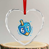 Funny 67 Hanukkah Dreidel Heart Crystal Glass Ornament Chanukah Star Of David - Wonder Print Shop