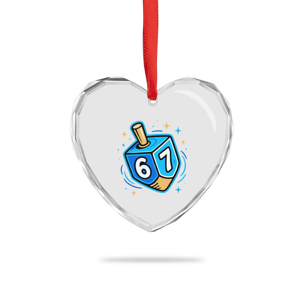 Funny 67 Hanukkah Dreidel Heart Crystal Glass Ornament Chanukah Star Of David - Wonder Print Shop