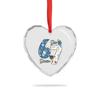 Funny 67 Hanukkah Heart Crystal Glass Ornament Chanukah Menorah Dreidel Six Seven Meme - Wonder Print Shop
