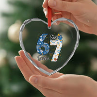 Funny 67 Hanukkah Heart Crystal Glass Ornament Chanukah Menorah Dreidel Six Seven Meme - Wonder Print Shop