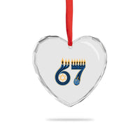 Funny 67 Hanukkah Heart Crystal Glass Ornament Chanukah Menorah Dreidel Star Of David Six Seven Meme - Wonder Print Shop