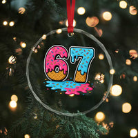 Funny 67 Ice Cream Drip Meme Six Seven Gen Alpha Slang Crystal Glass Ornament - Wonder Print Shop
