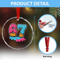 Funny 67 Ice Cream Drip Meme Six Seven Gen Alpha Slang Crystal Glass Ornament - Wonder Print Shop